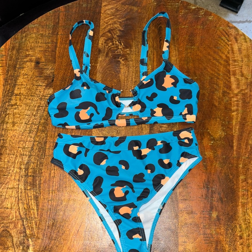 NWOT SHEIN Animal Print Blue Bikini